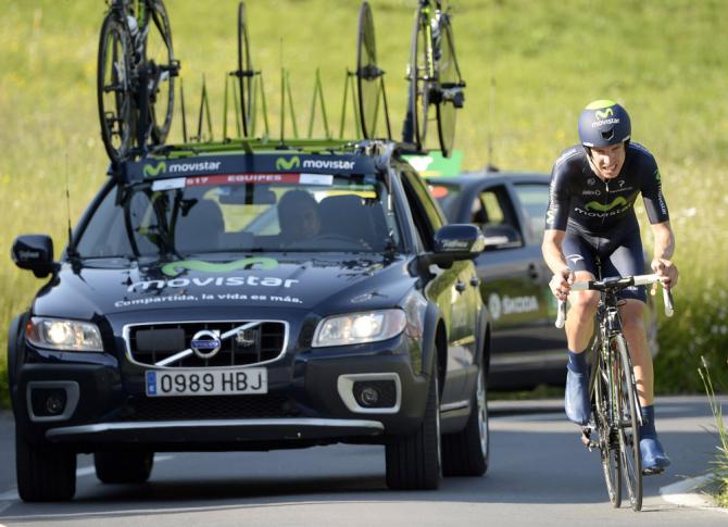 Il portoghese Rui Alberto Faria da Costa in azione sulla salita del Flumserberg nella frazione decisiva del Tour de Suisse 2013 (foto Bettini)