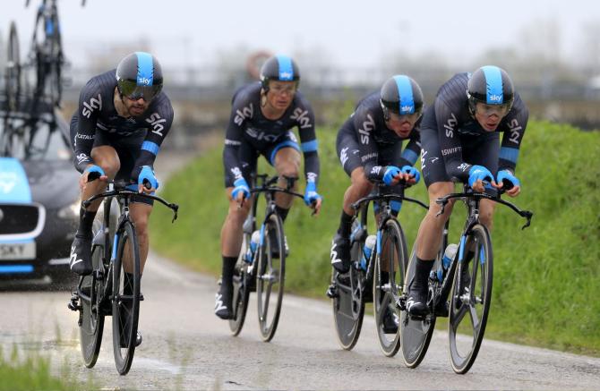 Il quartetto che ha portato al successo il team Sky nella cronosquadre di Gatteo (foto Bettini)