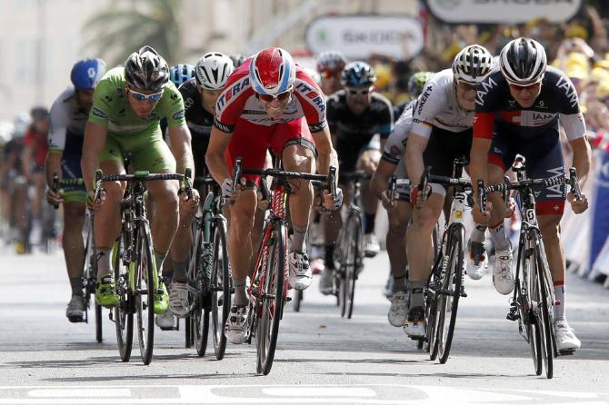 Kristoff punta a testa bassa verso la sua seconda affermazione al Tour 2014 (foto Bettini)