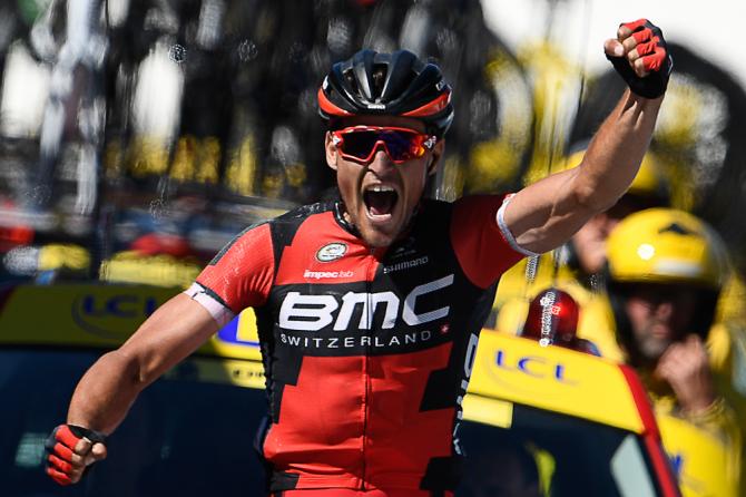 Greg Van Avermaet esulta al termine del suo assolo (foto Getty Images Sport)