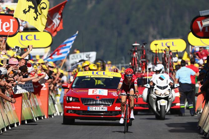 Zakarin a pochi passi dal successo nel tappa del Lac dEmosson, una delle più impegnative del Tour 2016 (Getty Images Sport)