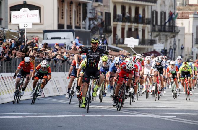 Riccardo Stacchiotti vince la prima tappa del ritrovato Giro di Sicilia (foto Bettini)