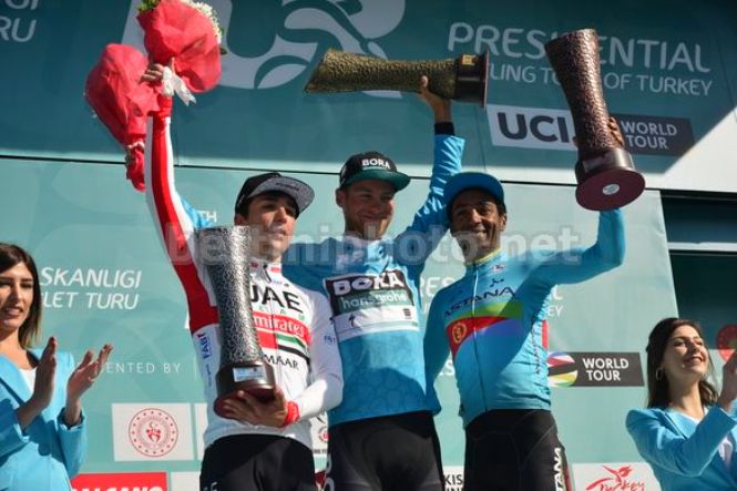 Il podio del Giro di Turchia 2019 (foto Bettini)