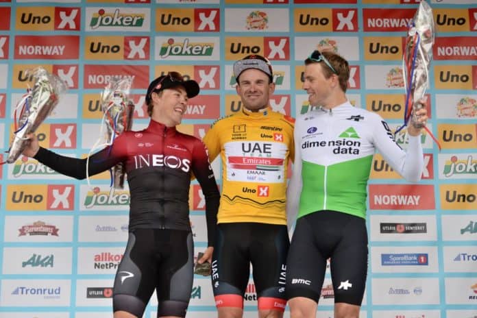 Il podio del Giro di Norvegia 2019 (foto Szymon Gruchalski Cycling)