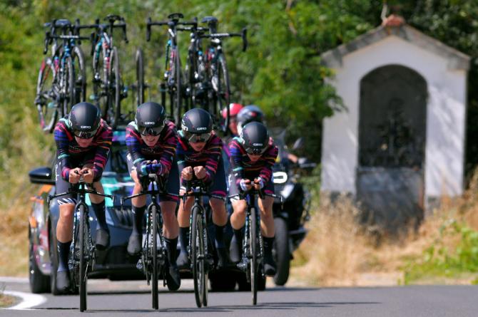 La formazione tedesca Canyon-SRAM domina la cronosquadre davvio del Giro dItalia Femminile (Getty Images)